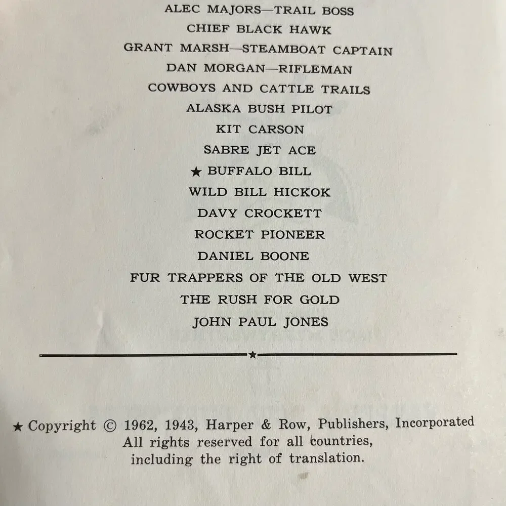 Buffalo Bill Cody The‎ American Adventure Series Book 1962